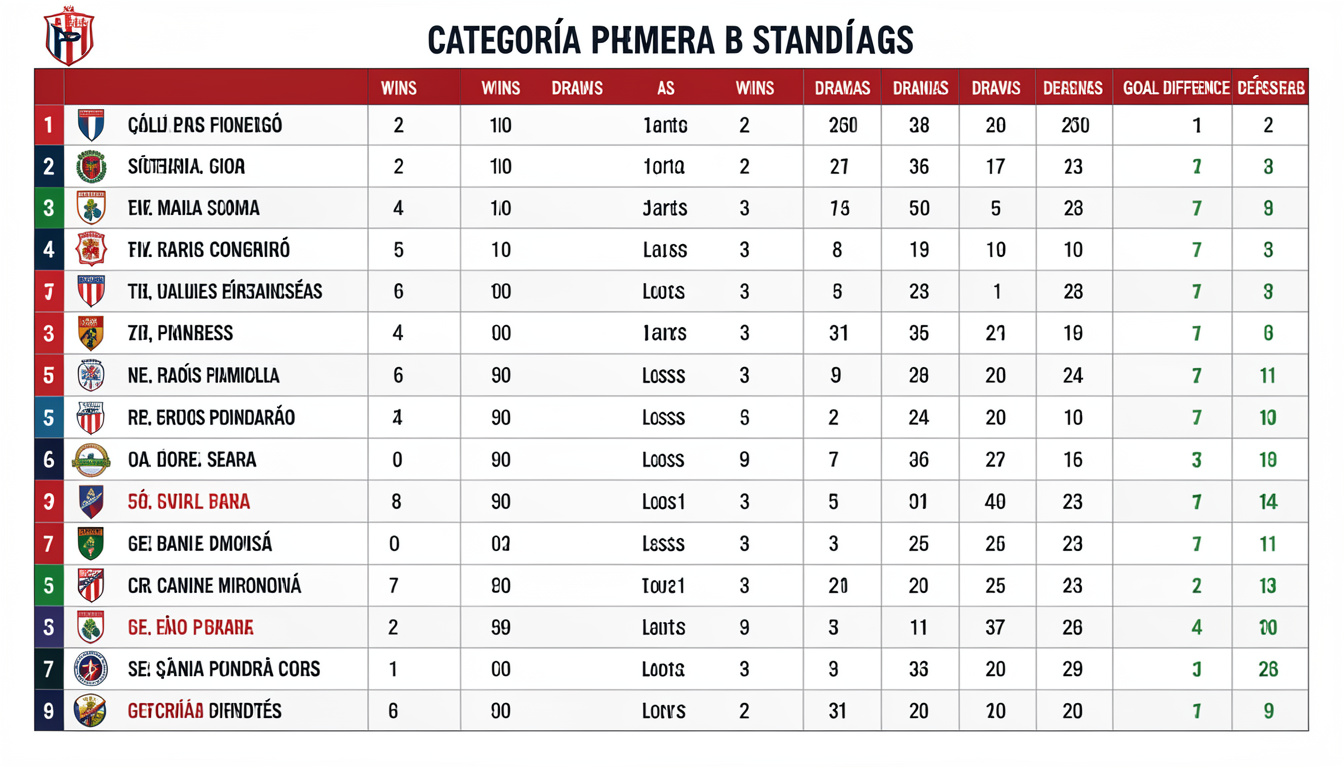 categoría primera b standings